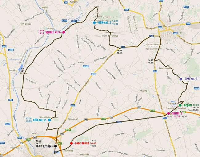 Stage 1 Wallonie Tour map